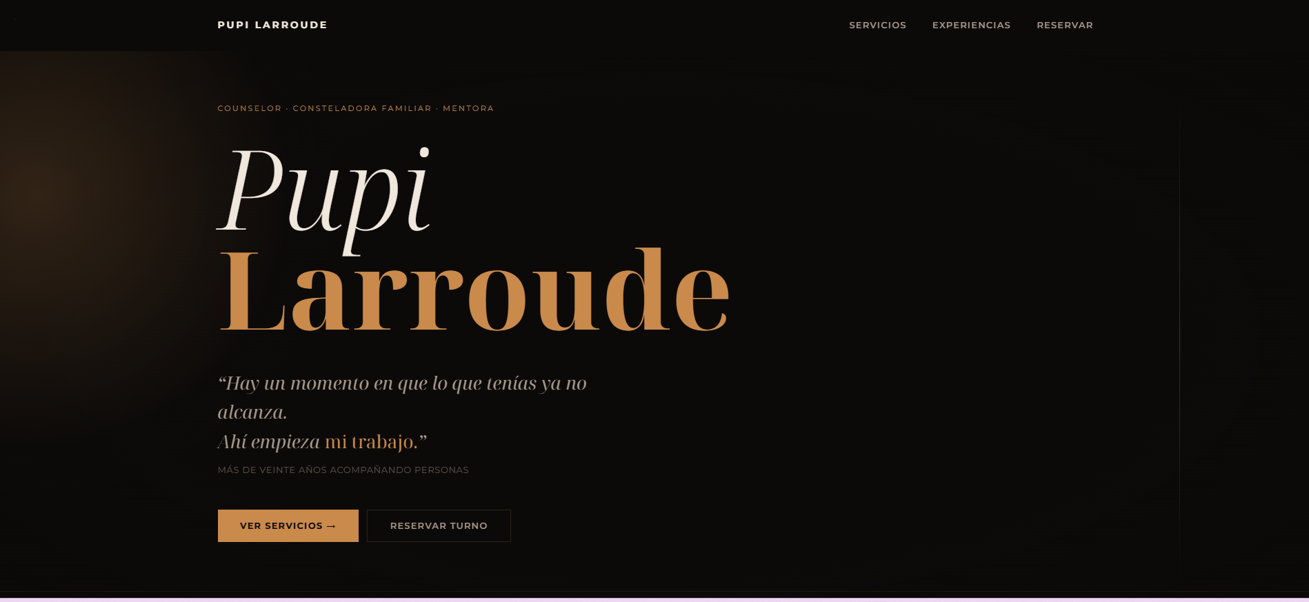 Pupi Larroude — captura del sitio