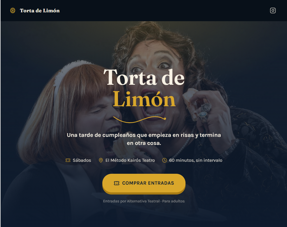 Torta de limón — captura del sitio